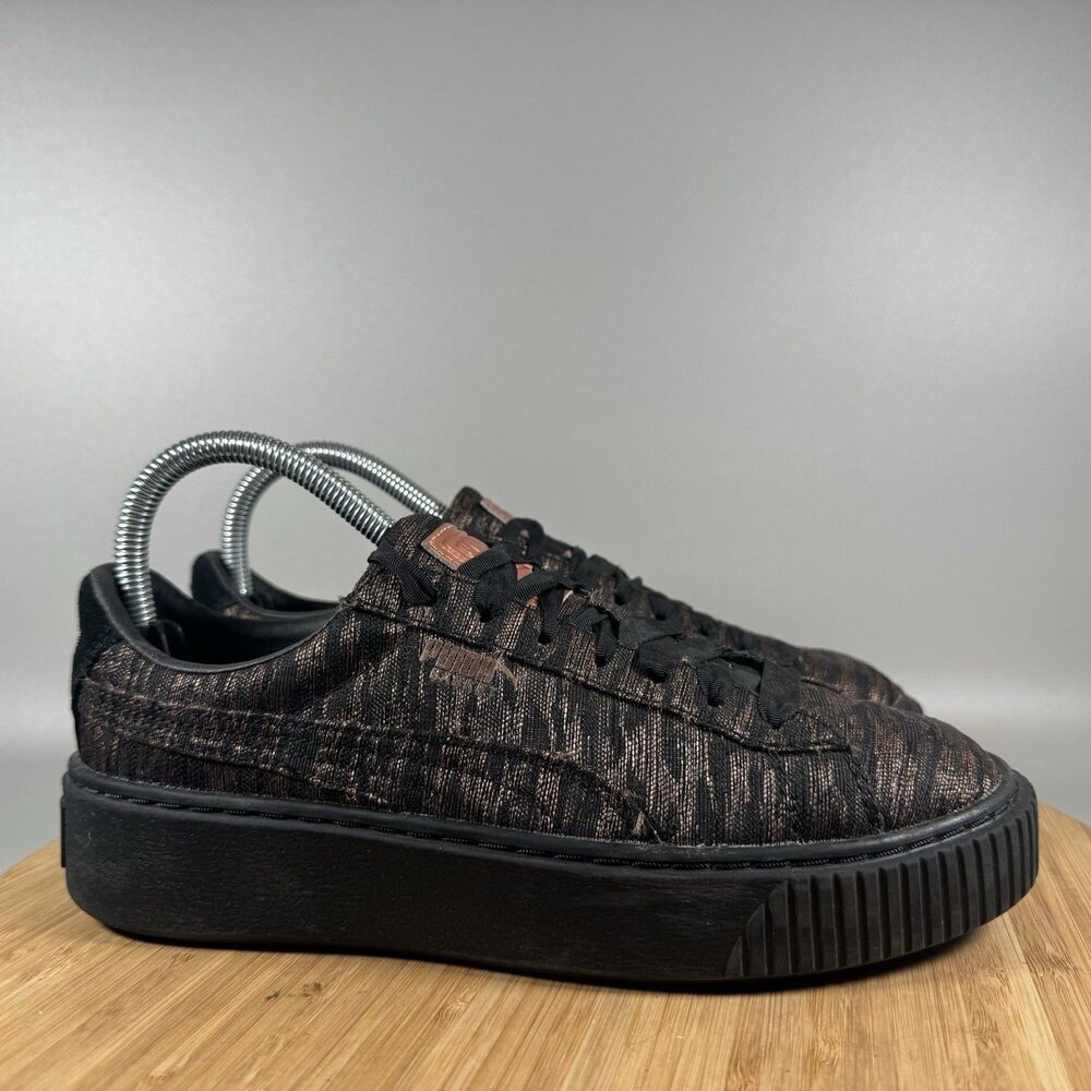 Puma Basket Platform Black Womens Size 7 Athletic Shoes Sneakers